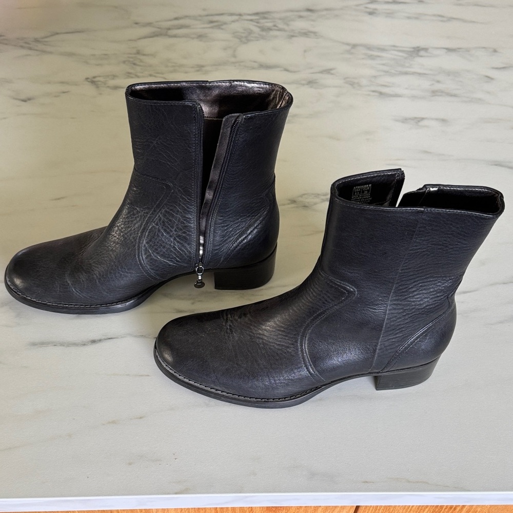 Black Leather Ankle Boots